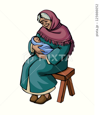Vector drawing. Mother with baby Vector drawing. Mother with baby 125666052