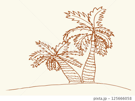 Two palm trees. Vector drawing Two palm trees. Vector drawing 125666058