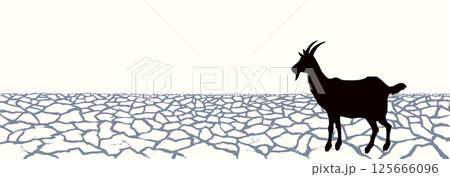 Dry cracked earth. Vector drawing 125666096