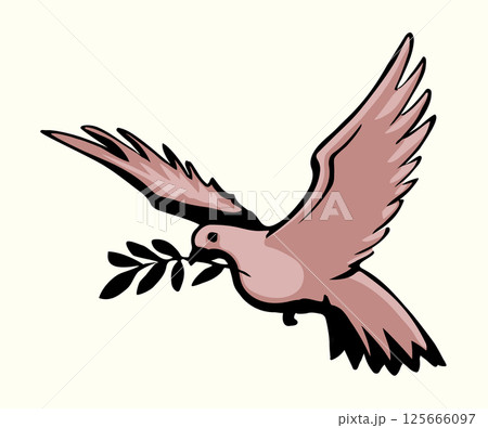 Vector drawing. Cute flying dove 125666097