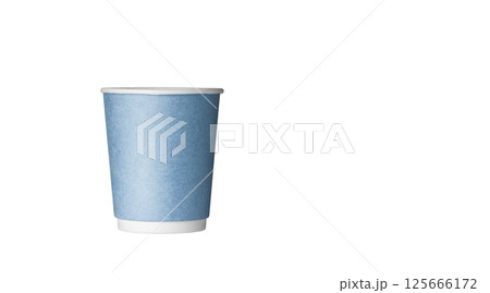 cardboard glass of blue color, for coffee or tea on an isolated white background cardboard glass of blue color, for coffee or tea on an isolated white background 125666172