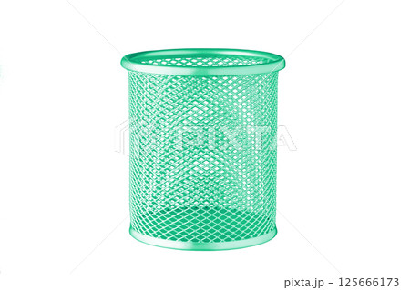 metallic Glass of green color for stationery, pencils, pens, scissors, ruler, on an isolated white background metallic Glass of green color for stationery, pencils, pens, scissors, ruler, on an isolated white background 125666173