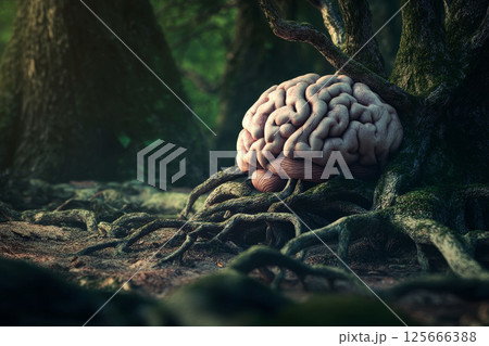Brain-tree hybrid in forest, the harmony of...のイラスト素材 [125666388] - PIXTA