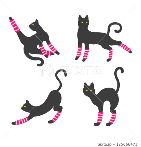 Set of cute working out cats. Vector fitness illustration Set of cute working out cats. Vector fitness illustration 125666473