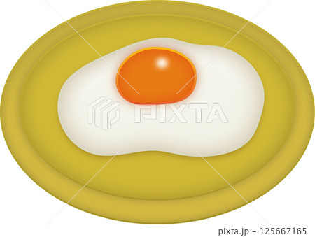 黄身がトロッとした美味しそうな目玉焼き 125667165