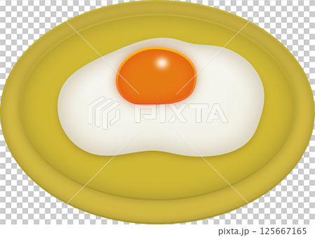 黄身がトロッとした美味しそうな目玉焼き 125667165