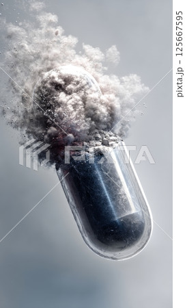 Exploding capsule releasing smoke and...のイラスト素材 [125667595] - PIXTA