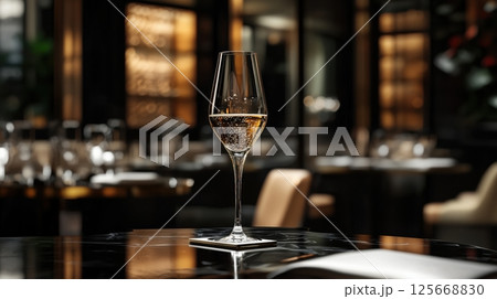 高級レストランで楽しむシャンパングラスの一杯 125668830