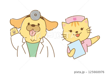 動物病院のイラスト 主線あり 動物病院のイラスト 主線あり 125668976