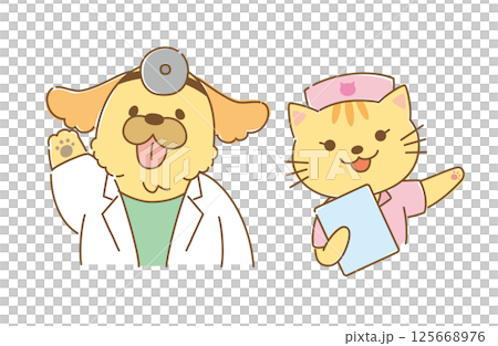 動物病院のイラスト 主線あり 動物病院のイラスト 主線あり 125668976