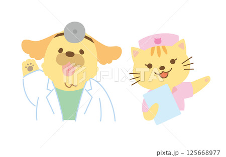 動物病院のイラスト　主線なし 125668977