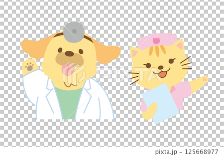 動物病院のイラスト　主線なし 125668977