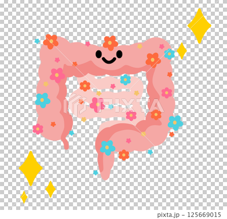 Illustration of intestinal flora with face Illustration of intestinal flora with face 125669015