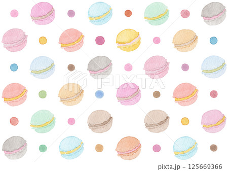 【水彩】マカロンの背景イラスト 【水彩】マカロンの背景イラスト 125669366