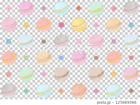 【水彩】マカロンの背景イラスト 【水彩】マカロンの背景イラスト 125669366