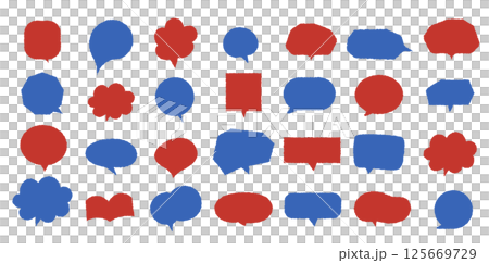 A set of speech bubbles based on the image colors of the 2025 Osaka Kansai Expo - Red and blue conversation illustrations 125669729
