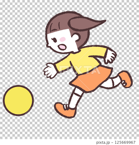 ボール追いかける女の子のイラスト ボール追いかける女の子のイラスト 125669967