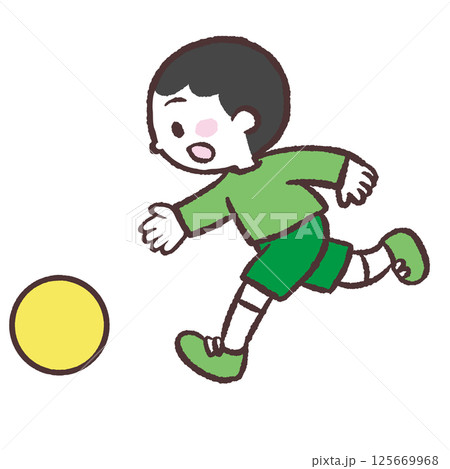ボール追いかける男の子のイラスト 125669968