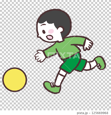 ボール追いかける男の子のイラスト 125669968