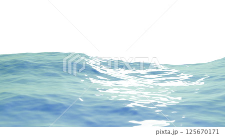 光を反射した波打つ水面の3DCGイラスト。鮮やかな南国の海や湖の透過された背景素材 125670171