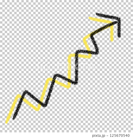 成長を示す手描きの黄色の矢印のグラフイラスト・クレヨン風 125670540