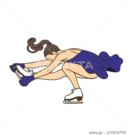 フィギュアスケートの選手(女子シングル、シットスピン) 125670770