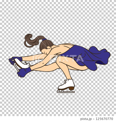 フィギュアスケートの選手(女子シングル、シットスピン) 125670770