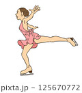 フィギュアスケートの選手(女子シングル、ジャンプの着地) 125670772