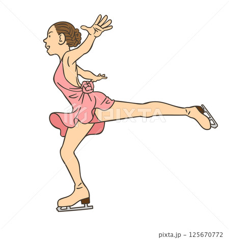 フィギュアスケートの選手(女子シングル、ジャンプの着地) 125670772