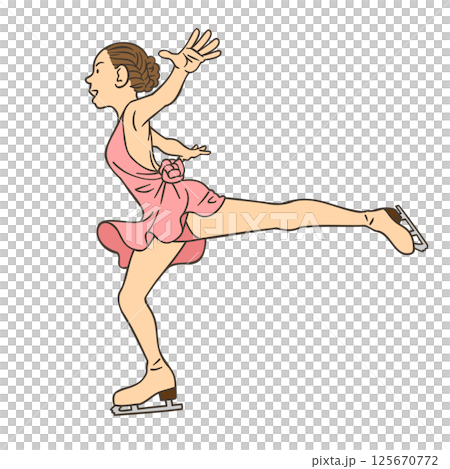 フィギュアスケートの選手(女子シングル、ジャンプの着地) 125670772
