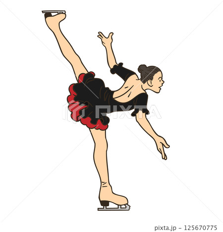 フィギュアスケートの選手(女子シングル、スパイラル) 125670775