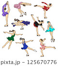 フィギュアスケートの選手(女子シングル) の動きのセット 125670776