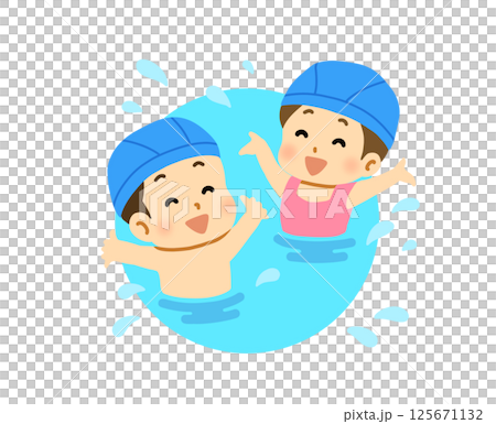 孩子們在游泳池裡玩耍 孩子們在游泳池裡玩耍 125671132