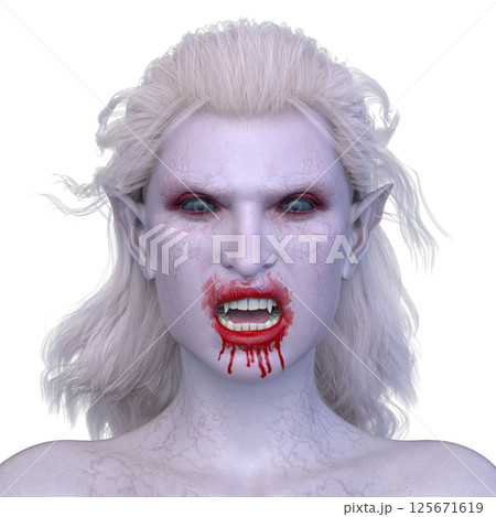 女性ヴァンパイアの顔クローズアップ 125671619