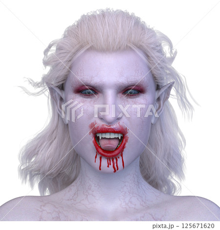 女性ヴァンパイアの顔クローズアップ 125671620
