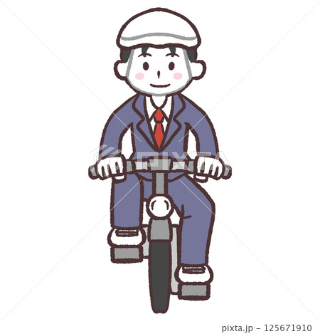 自転車に乗る男子学生正面イラスト 125671910
