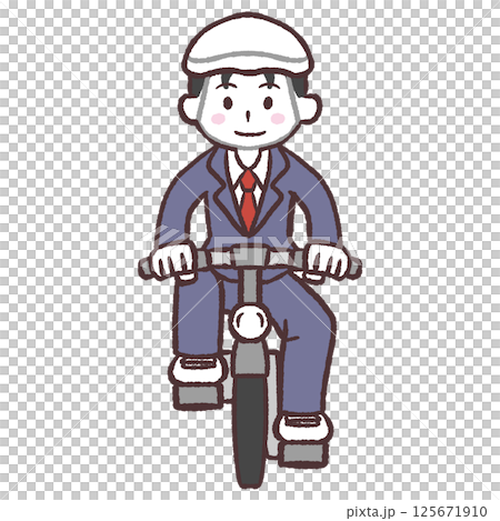 自転車に乗る男子学生正面イラスト 125671910