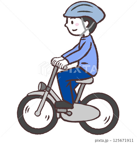 泥除けありの自転車に乗る男性イラスト 泥除けありの自転車に乗る男性イラスト 125671911