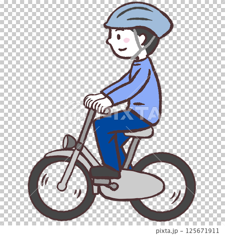 泥除けありの自転車に乗る男性イラスト 泥除けありの自転車に乗る男性イラスト 125671911