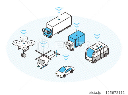 シンプル　イラスト　自動運転の乗り物のベクターイラスト 125672111
