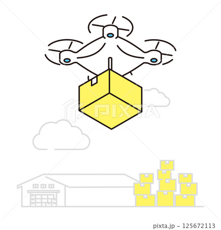 シンプル イラスト ドローンで荷物を配送するイメージのベクターイラスト シンプル イラスト ドローンで荷物を配送するイメージのベクターイラスト 125672113