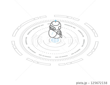 シンプル イラスト 宙に浮くAIロボットのイメージのベクターイラスト シンプル イラスト 宙に浮くAIロボットのイメージのベクターイラスト 125672138