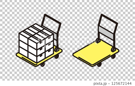 シンプル　イラスト　台車と荷物のイメージのベクターイラスト 125672144