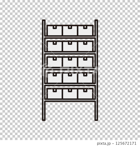Simple illustration Vector illustration of cardboard boxes stacked on a rack 125672171
