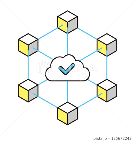 シンプル　イラスト　サイバーセキュリティのアイコンのベクターイラスト 125672242