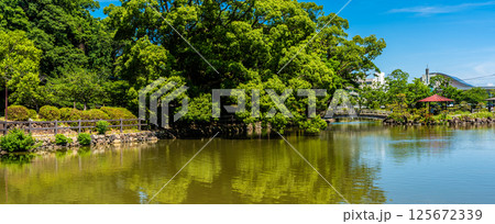 大村公園 新緑の桜田の堀 パノラマ【長崎県大村市】 大村公園 新緑の桜田の堀 パノラマ【長崎県大村市】 125672339