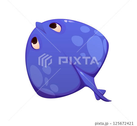 Cartoon underwater font stingray letter Q. Aquatic nature animal ABC font letter, sea life creature isolated vector latin alphabet element or underwater wildlife English typeset symbol 125672421