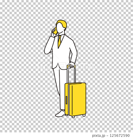 商人一邊拉著手提箱一邊用智慧型手機說話 125672590