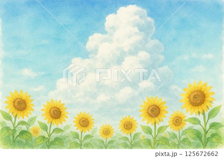 ひまわり畑・入道雲 125672662