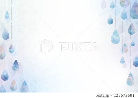 雨のフレームイラスト、梅雨の水彩背景 雨のフレームイラスト、梅雨の水彩背景 125672691